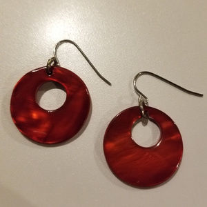 Fiery Red Shimmery Earrings